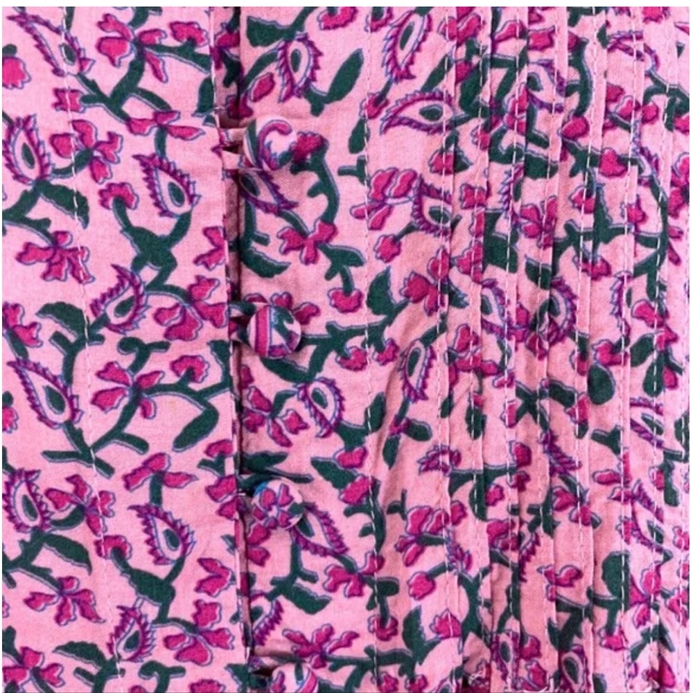 Anthropologie Maeve pink floral tunic button down tank top size L - Picture 2 of 7